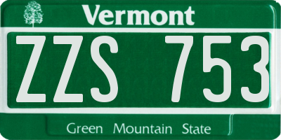 VT license plate ZZS753