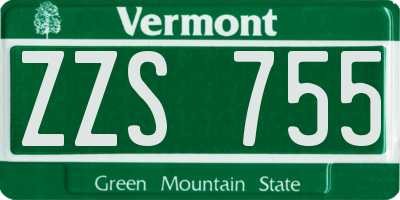 VT license plate ZZS755