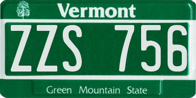 VT license plate ZZS756
