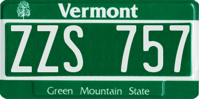 VT license plate ZZS757