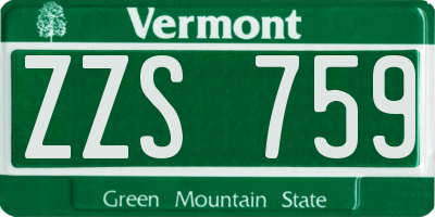 VT license plate ZZS759