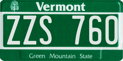 VT license plate ZZS760
