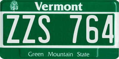 VT license plate ZZS764