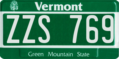VT license plate ZZS769