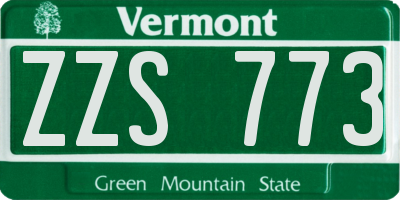 VT license plate ZZS773