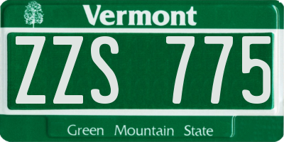 VT license plate ZZS775