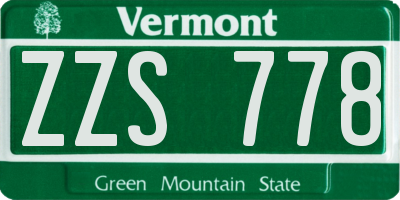 VT license plate ZZS778