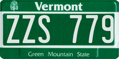 VT license plate ZZS779