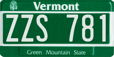 VT license plate ZZS781