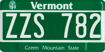 VT license plate ZZS782