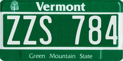 VT license plate ZZS784