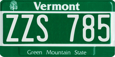 VT license plate ZZS785
