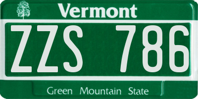 VT license plate ZZS786