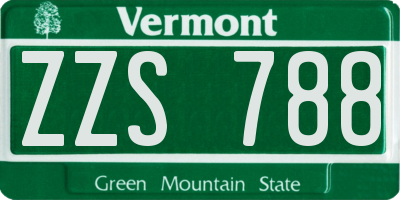 VT license plate ZZS788