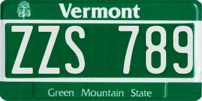 VT license plate ZZS789