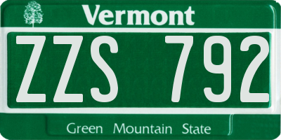 VT license plate ZZS792