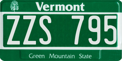 VT license plate ZZS795
