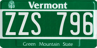 VT license plate ZZS796