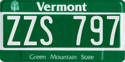 VT license plate ZZS797