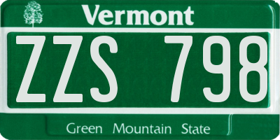 VT license plate ZZS798