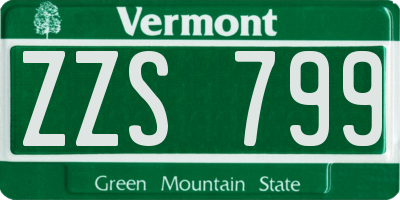 VT license plate ZZS799