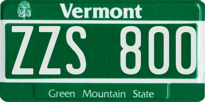 VT license plate ZZS800