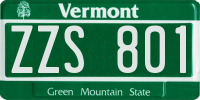VT license plate ZZS801