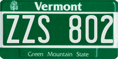 VT license plate ZZS802