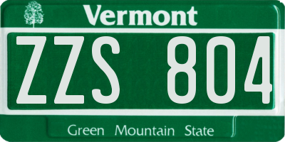 VT license plate ZZS804
