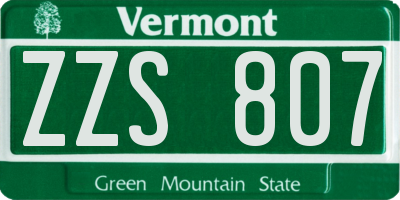 VT license plate ZZS807