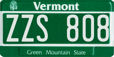 VT license plate ZZS808