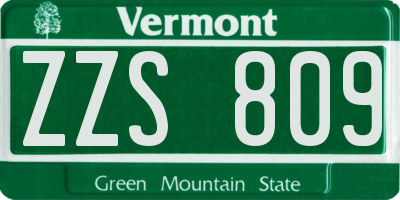 VT license plate ZZS809