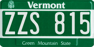 VT license plate ZZS815