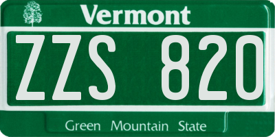 VT license plate ZZS820