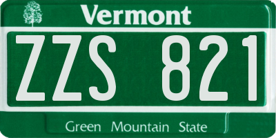 VT license plate ZZS821