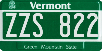 VT license plate ZZS822