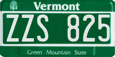 VT license plate ZZS825