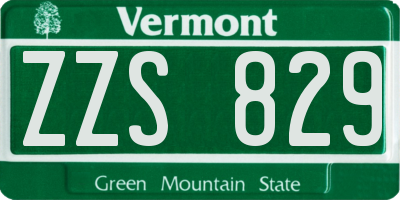 VT license plate ZZS829