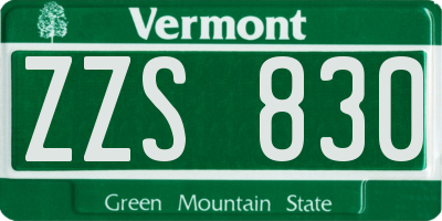 VT license plate ZZS830