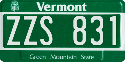 VT license plate ZZS831