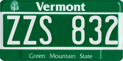 VT license plate ZZS832