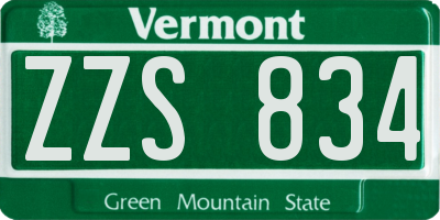 VT license plate ZZS834