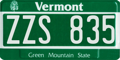 VT license plate ZZS835