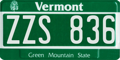 VT license plate ZZS836