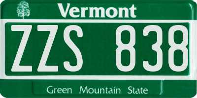 VT license plate ZZS838