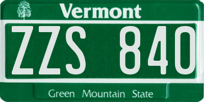 VT license plate ZZS840