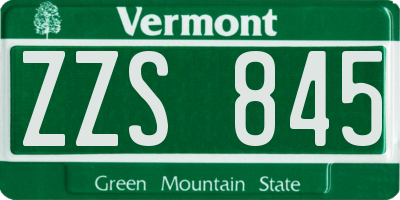 VT license plate ZZS845