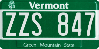 VT license plate ZZS847