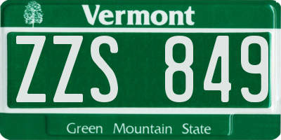 VT license plate ZZS849