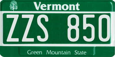 VT license plate ZZS850